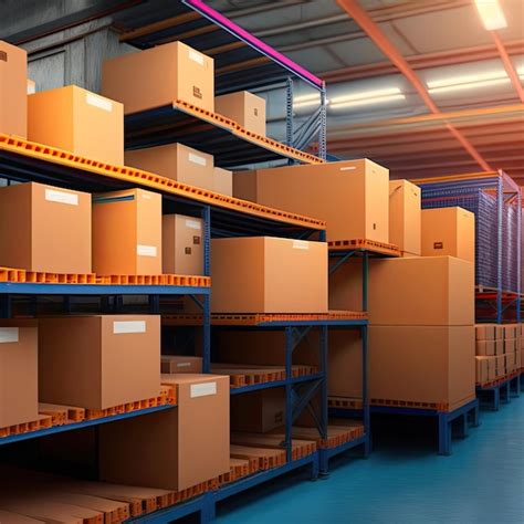 Premium Ai Image A Warehouse With Cardboard Boxes On The Shelves