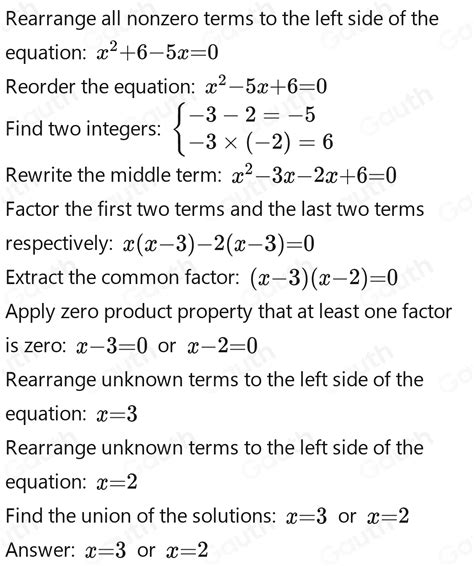 Solved X 2 6 5 X [algebra]