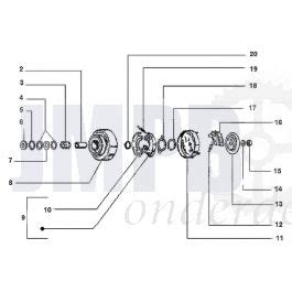 Exploded View Tekening Koppeling Vespa Ciao