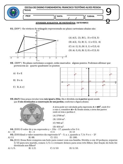 Geometria Do 9 Ano - Atividade 9 Ano | PDF | Geometria Elementar | Geometria Euclidiana