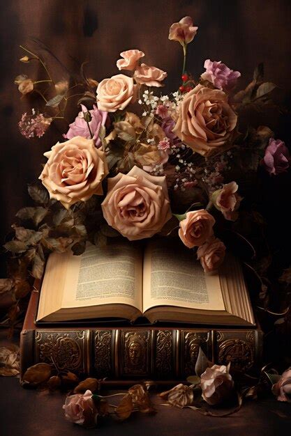 Premium AI Image | a book with a bunch of roses on it