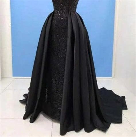 Black Detachable Bridal Overskirt Detachable Wedding Train Satin