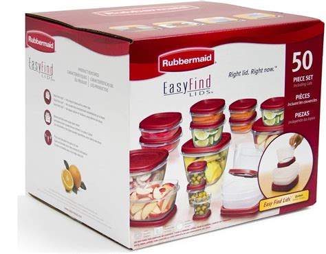 Rubbermaid Easy Find Lids Food Storage-Containers, Racer Red, 50 Piece ...