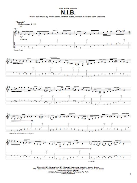 N I B By Black Sabbath Sheet Music For Guitar Tab At Sheet Music Direct