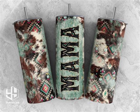 Cowhide Mama Tumbler Png Aztec Print Sublimation Design Etsy Artofit