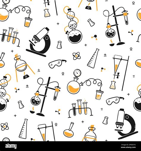 Science Biology Chemical Experiment Lab Seamless Pattern Chemical