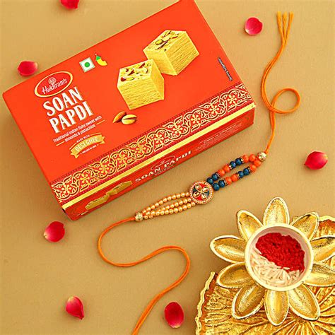 Buy Send Sneh Multicoloured Meenakari Rakhi N Haldiram Soan Papdi