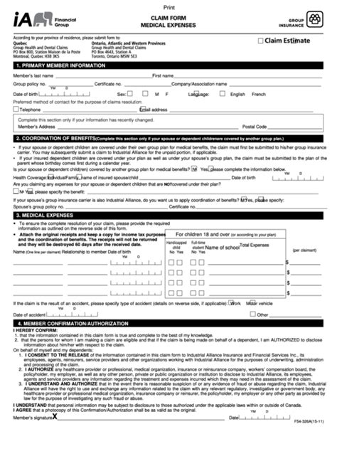 Fillable Medical Expenses Claim Form Group Insurance Printable Pdf