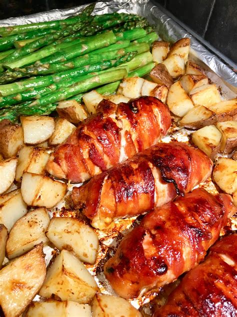 Bacon Wrapped Chicken and Vegetables - Easy Dinner - fed by sab