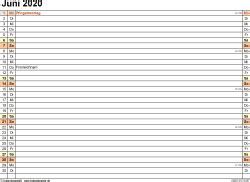 Kalender Juni Als Pdf Vorlagen