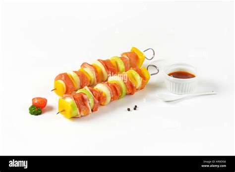 Raw Pork Skewers Stock Photo Alamy