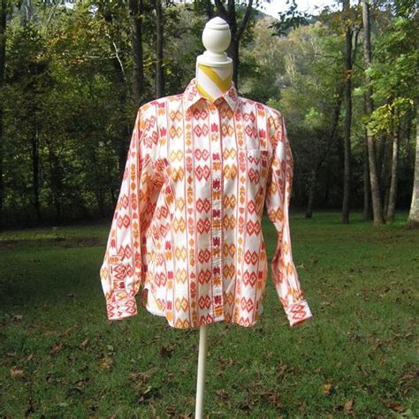 1980s Vintage Lizsport Petites All Cotton Shirt In Orange Southwest Or