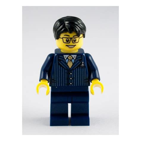 Lego Business Man With Dark Blue Pin Striped Suit Minifigure Brick