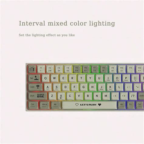 Ajazz Gray And White Color Scheme With Clear Fonts Hot Swappable Diy Keycaps Mixed Light Wired