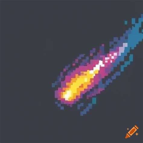 Comet Flying Though The Stars On A Pitch Black Background Pixel Art