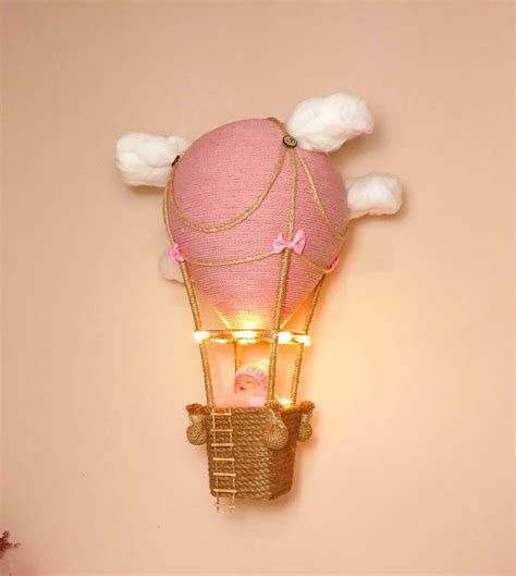 Hot Air Balloon Nursery Lamps Mobile Powder Pink Hanging Etsy