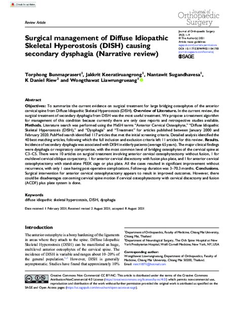 Pdf Surgical Management Of Diffuse Idiopathic Skeletal Hyperostosis Dish Causing Secondary