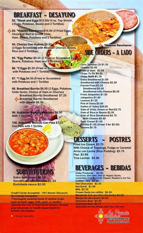 Online Menu of La Puente Restaurant #7 Restaurant, Sandy, Utah, 84070 ...