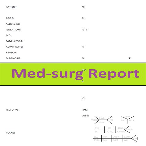 Med Surg Nursing Report Sheets