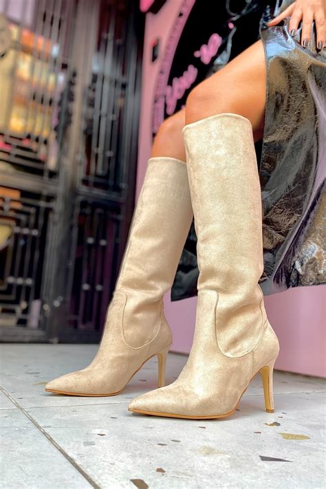 SHOEBELLAS Seul Nude Süet Kadın Topuklu Çizme Fiyatı Yorumları Trendyol