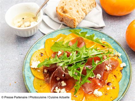 Carpaccio De Kaki B Uf S Ch Pissenlit Et Vinaigrette Au Boursin