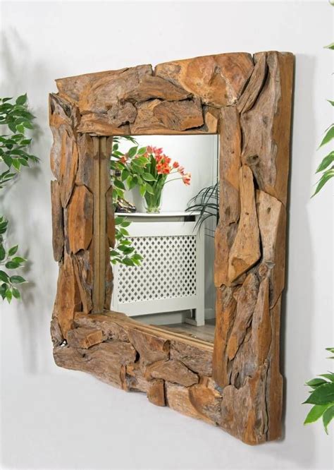 Reclaimed Teak Root Piece Square Mirror 4 Sizes Teak Wood Furniture