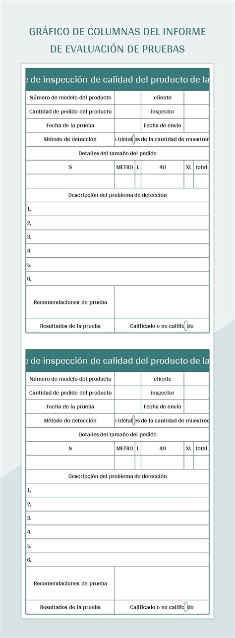 Plantilla De Excel Gráfico De Columnas Del Informe De Evaluación De