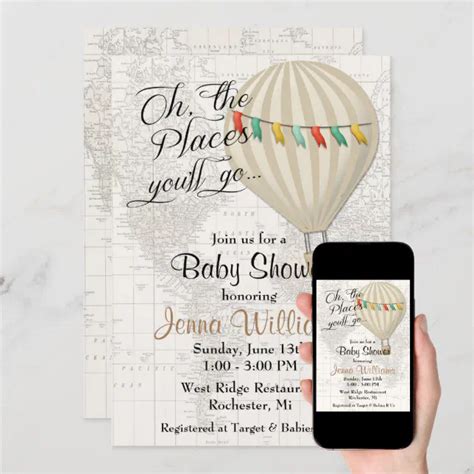 Hot Air Balloon Gender Neutral Baby Shower Invitation Zazzle