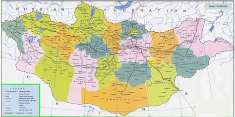 Administrative map of Mongolia with its 21 provinces and capital ...