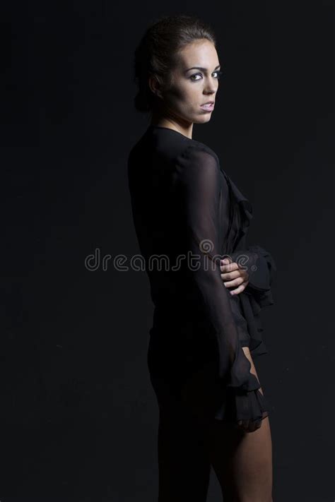 A Lovely Brunette Model Poses In A Studio Environment Stock Image Image Of Adult Feminine