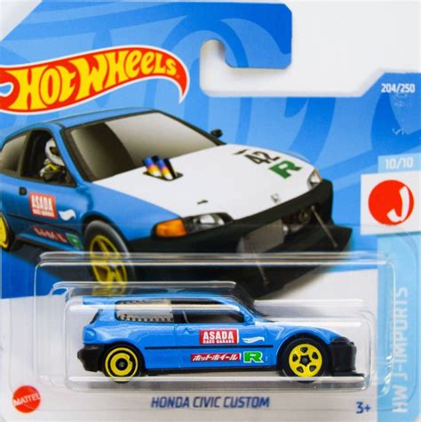 Hot Wheels Honda Civic Custom Blue Asada Hw J Imports Rare Miniature Collectable Contemporary