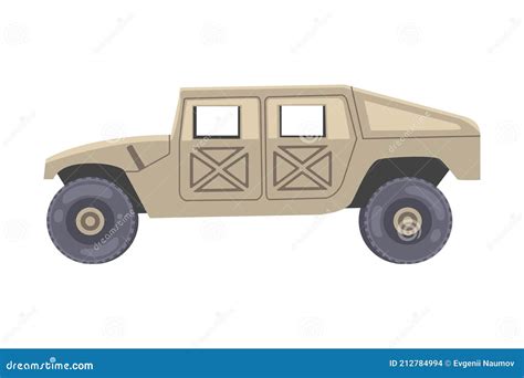 Humvee Transportation Cartoon Character Side View Vector Illustration