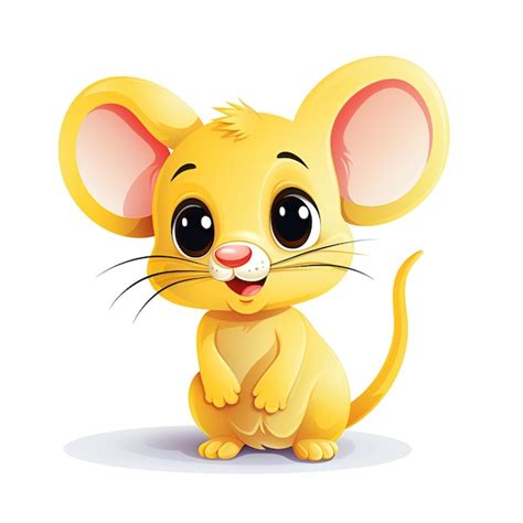 Premium Photo | Cartoon yellow mouse on white background