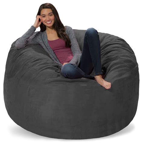 Comfy Sacks Memory Foam Bean Bag Chair Charcoal Micro Suede 5 Foot Microsuede Charcoal