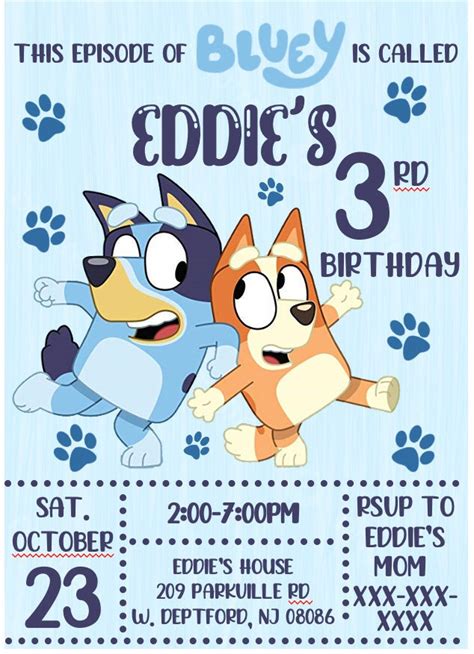 Bluey Birthday Invite Etsy