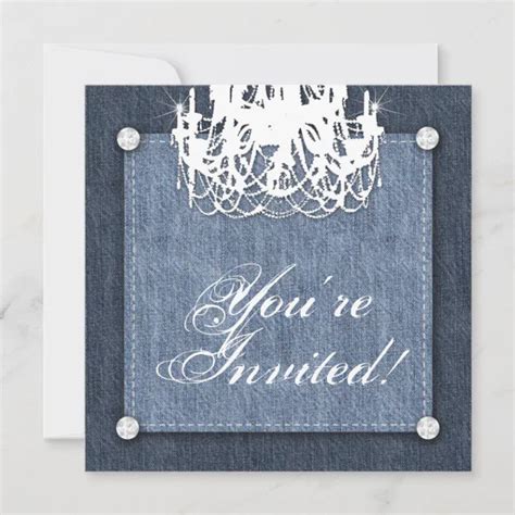 Denim N Diamonds Wedding Invitation Chandelier Lt Zazzle