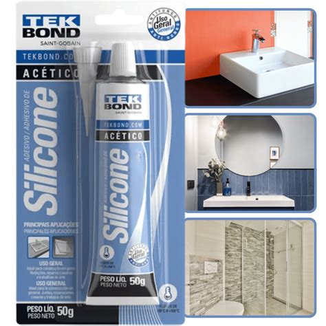 Silicone Para Vedação Box - Silicone Acético Transparente ou Branco Vedação Banheiro Box Pia 50g ...