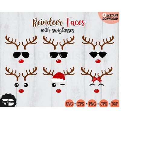 Reindeer With Sunglasses Svg Reindeer Horns Svg File Cricut Inspire