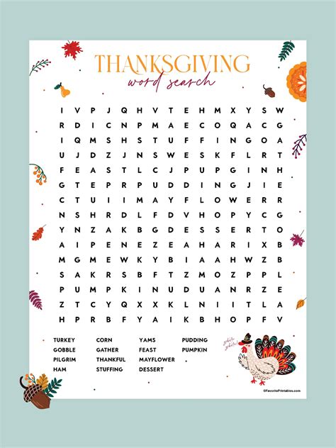 Printable Thanksgiving Word Search For Kids | Fanny Printable