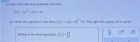 Solved Consider The Following Quadratic