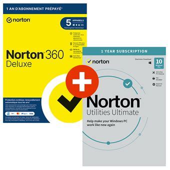 Norton 360 Deluxe + Norton Utilities Ultimate - Licence 1 an - 5 ...