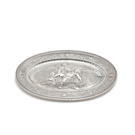 bonhams   century french silver platter minerva head