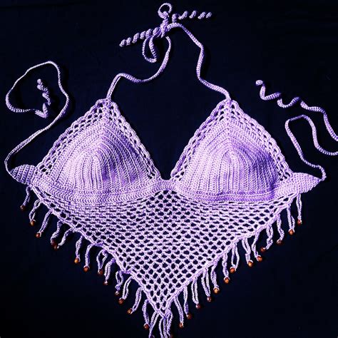 Summer Festival Crochet Beaded Bikini Top Written Etsy