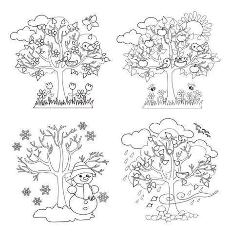 Four Seasons Trees Clipart E Vector Con Alberi Primaverili Estivi