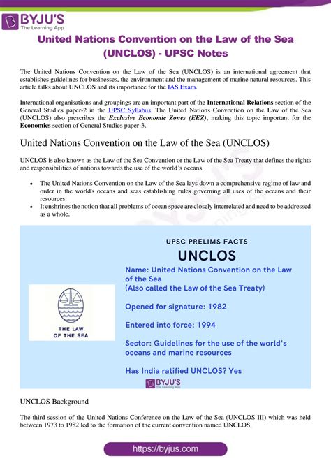 Unclos Upsc United Nations Convention On The Law Of The Sea Unclos