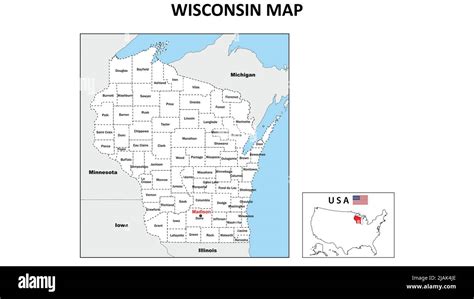 Mapa De Wisconsin Mapa Del Estado Y Del Distrito De Wisconsin Mapa