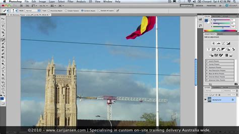 Removing Power Lines In Adobe Photoshop Cs5 Youtube