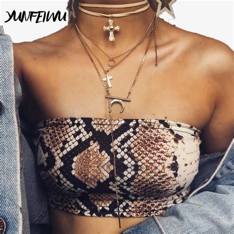 Las Chicas Sexy Serpiente Estampado Serpiente Tubo Top Verano Bikini Pantalones De Algod N