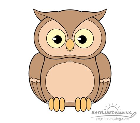 How To Draw An Owl Step By Step Easylinedrawing In Owls