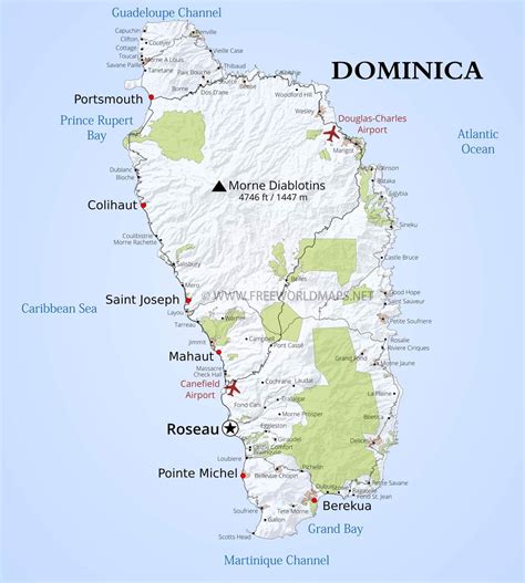 Dominica Map Geographical Features Of Dominica Of The Caribbean